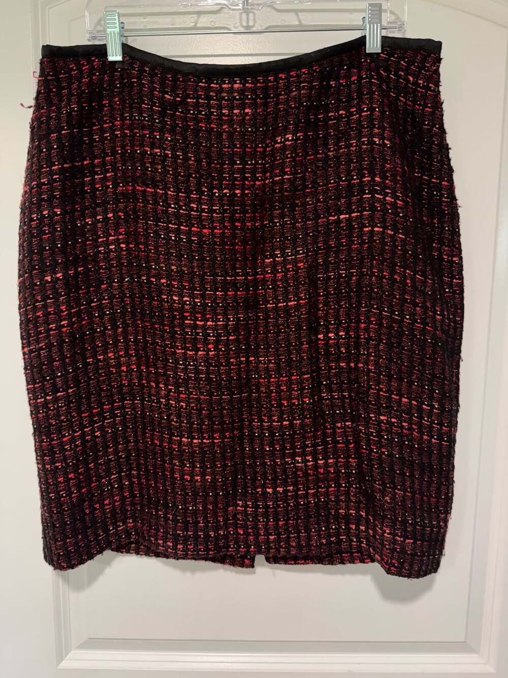 Coldwater Creek Tweed Pencil Skirt Pink Black Metallic Academia Size 16